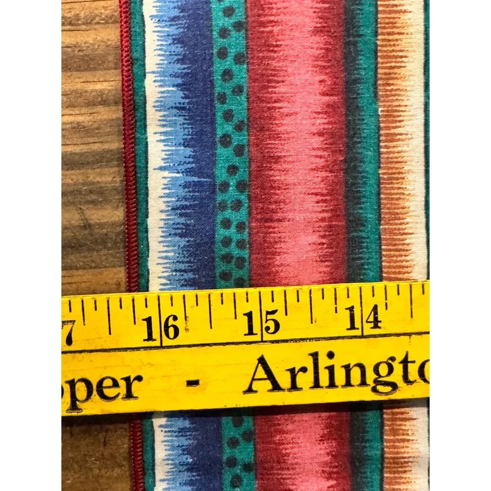 Vintage Striped Cloth Napkins Set of 7 Pink‎ Teal Blue Ikat Boho 16x16.5 Western